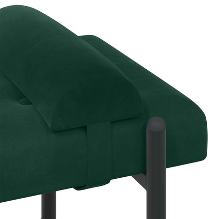 Knappstoppad bänk med kuddar Mörkgrön 110 x 40 x 46 cm Sammet