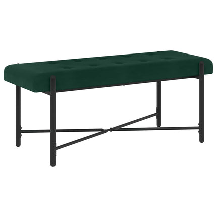 Knappstoppad bänk med kuddar Mörkgrön 110 x 40 x 46 cm Sammet