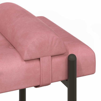 Knappstoppad bänk med kuddar Rosa 110 x 40 x 46 cm Sammet