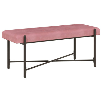 Knappstoppad bänk med kuddar Rosa 110 x 40 x 46 cm Sammet