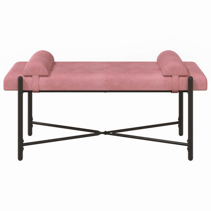 Knappstoppad bänk med kuddar Rosa 110 x 40 x 46 cm Sammet