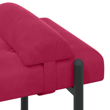 Knappstoppad bänk med kuddar Vinröd 110 x 40 x 46 cm Sammet