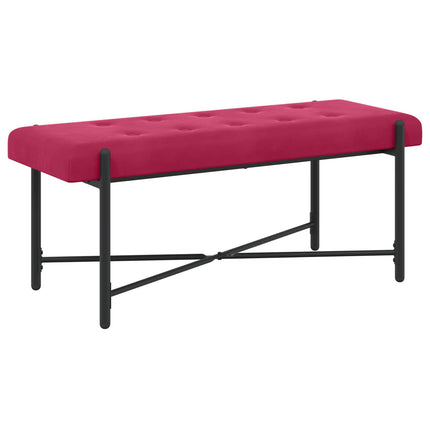 Knappstoppad bänk med kuddar Vinröd 110 x 40 x 46 cm Sammet