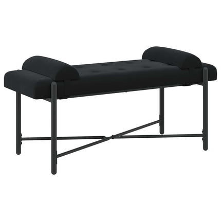 Knappstoppad bänk med kuddar Svart 110 x 40 x 46 cm Sammet