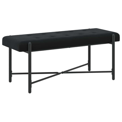 Knappstoppad bänk med kuddar Svart 110 x 40 x 46 cm Sammet