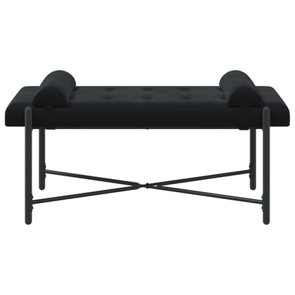 Knappstoppad bänk med kuddar Svart 110 x 40 x 46 cm Sammet