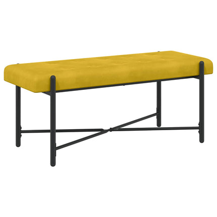 Knappstoppad bänk med kuddar Gul 110 x 40 x 46 cm Sammet