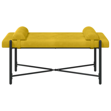 Knappstoppad bänk med kuddar Gul 110 x 40 x 46 cm Sammet
