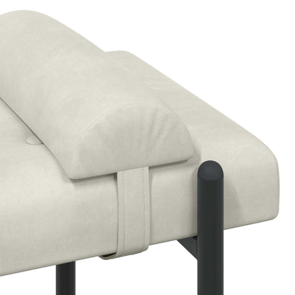Knappstoppad bänk med kuddar Gräddvit 110 x 40 x 46 cm Sammet