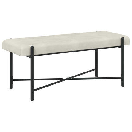 Knappstoppad bänk med kuddar Gräddvit 110 x 40 x 46 cm Sammet