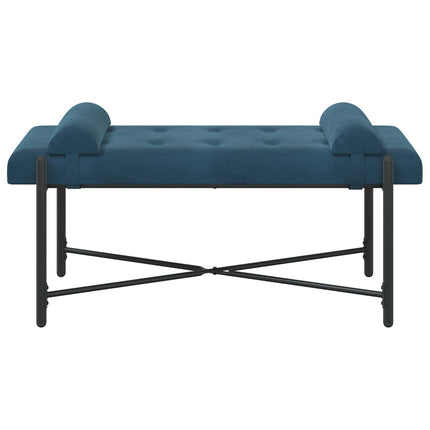 Knappstoppad bänk med kuddar Blå 110 x 40 x 46 cm Sammet