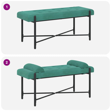 Knappstoppad bänk med kuddar Turkos 110 x 40 x 46 cm Sammet