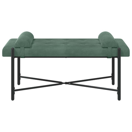 Knappstoppad bänk med kuddar Havgrön 110 x 40 x 46 cm Sammet