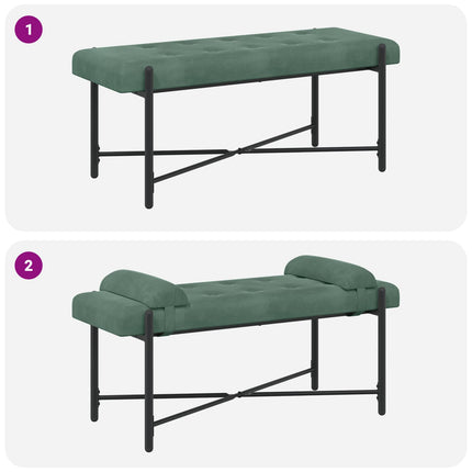 Knappstoppad bänk med kuddar Havgrön 110 x 40 x 46 cm Sammet