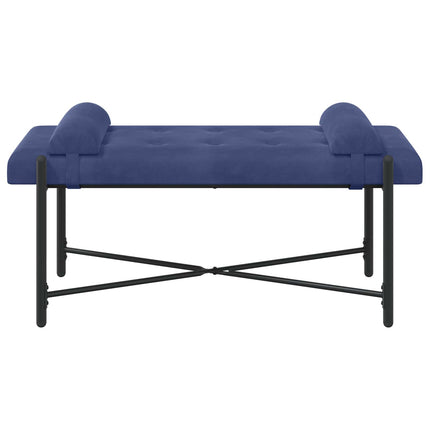 Knappstoppad bänk med kuddar Polisblå 110 x 40 x 46 cm Sammet