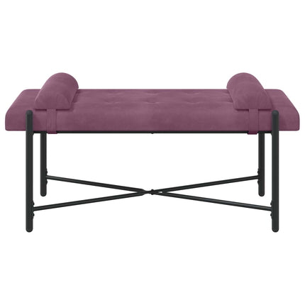 Knappstoppad bänk med kuddar Lila 110 x 40 x 46 cm Sammet