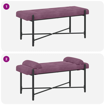 Knappstoppad bänk med kuddar Lila 110 x 40 x 46 cm Sammet