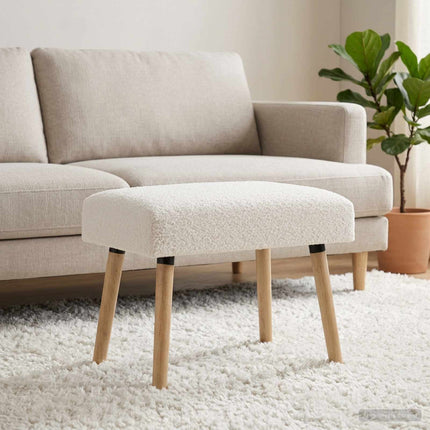 bänk Enfärgad Gräddvit 60 x 40 x 45 cm Bouclé