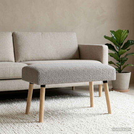 bänk Enfärgad Ljusgrå 80 x 40 x 46 cm Bouclé