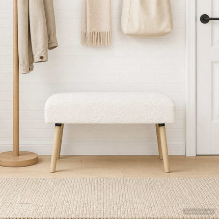 bänk Enfärgad Gräddvit 80 x 40 x 46 cm Bouclé