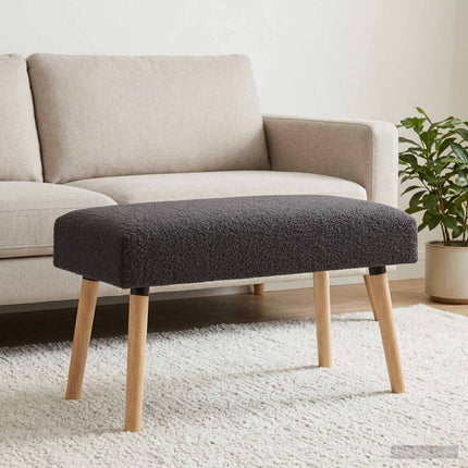 bänk Enfärgad Mörkgrå 80 x 40 x 46 cm Bouclé
