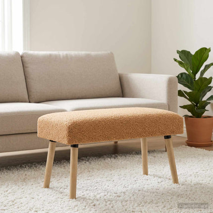 bänk Enfärgad Beige 80 x 40 x 46 cm Bouclé
