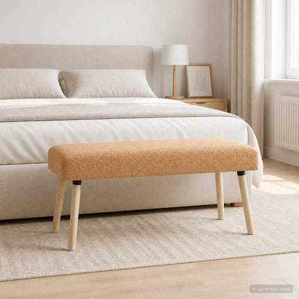 bänk Enfärgad Beige 110 x 40 x 46 cm Bouclé