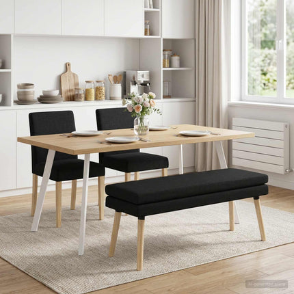 Dubbel-lager bänk Svart 110 x 40 x 47 cm Tyg