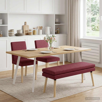 Dubbel-lager bänk Vinröd 110 x 40 x 47 cm Tyg