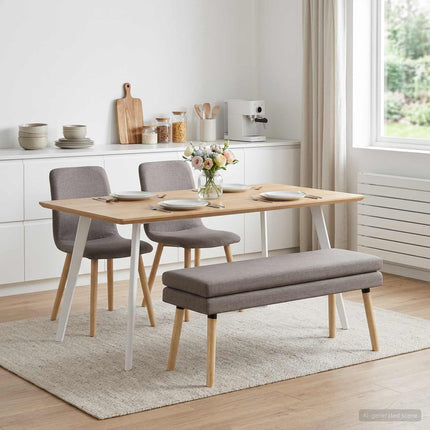 Dubbel-lager bänk Taupe 110 x 40 x 47 cm Tyg