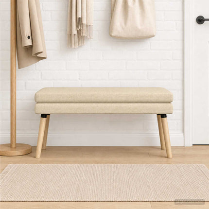 Dubbel-lager bänk Gräddvit 110 x 40 x 47 cm Tyg