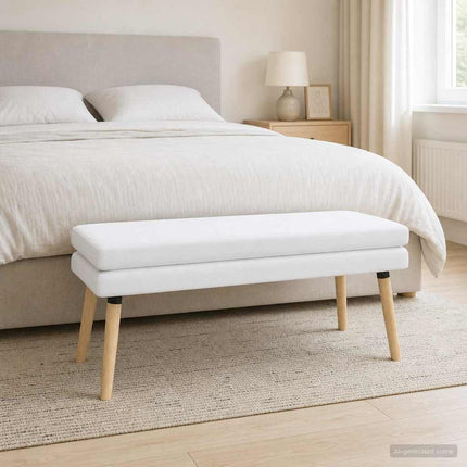 Dubbel-lager bänk Vit 110 x 40 x 47 cm Tyg