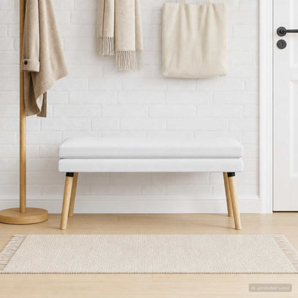 Dubbel-lager bänk Vit 110 x 40 x 47 cm Tyg
