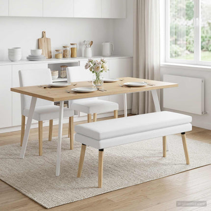 Dubbel-lager bänk Vit 110 x 40 x 47 cm Tyg