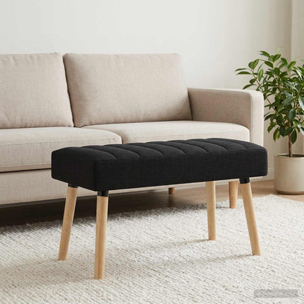 Kanalstoppad Bänk Svart 80 x 40 x 46 cm Tyg