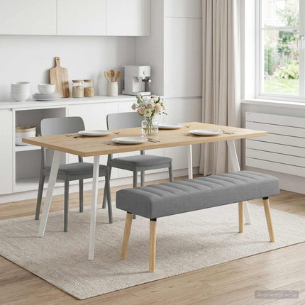 Kanalstoppad Bänk Ljusgrå 110 x 40 x 46 cm Tyg
