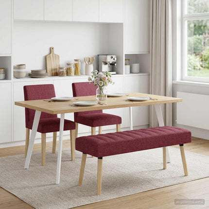 Kanalstoppad Bänk Vinröd 110 x 40 x 46 cm Tyg