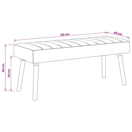 Kanalstoppad Bänk Vinröd 110 x 40 x 46 cm Tyg