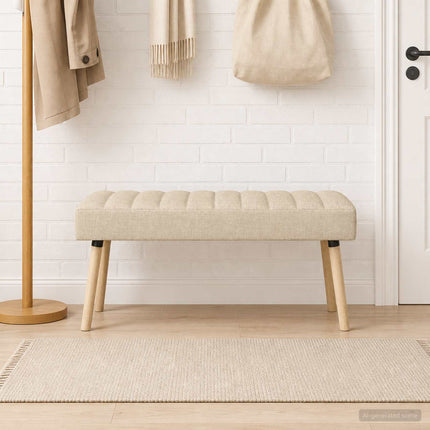 Kanalstoppad Bänk Gräddvit 110 x 40 x 46 cm Tyg