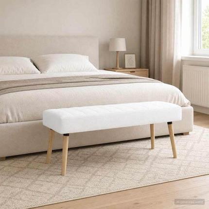 Kanalstoppad Bänk Vit 110 x 40 x 46 cm Tyg