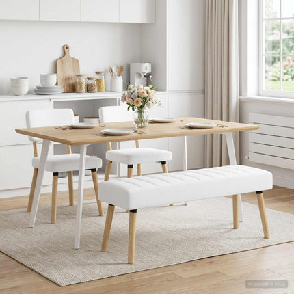 Kanalstoppad Bänk Vit 110 x 40 x 46 cm Tyg
