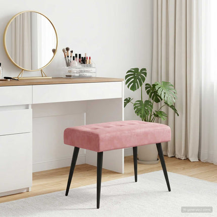 Bänk med knappar Rosa 60 x 40 x 45 cm Sammet