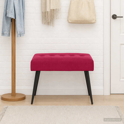 Bänk med knappar Vinröd 60 x 40 x 45 cm Sammet