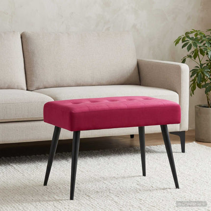 Bänk med knappar Vinröd 60 x 40 x 45 cm Sammet