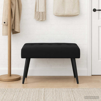 Bänk med knappar Svart 60 x 40 x 45 cm Sammet