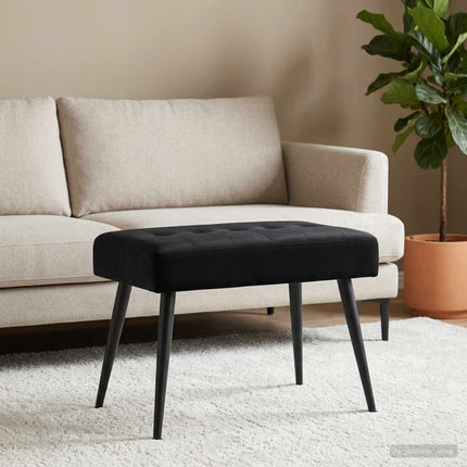 Bänk med knappar Svart 60 x 40 x 45 cm Sammet