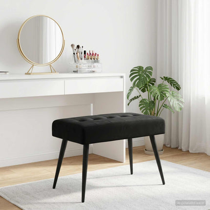 Bänk med knappar Svart 60 x 40 x 45 cm Sammet