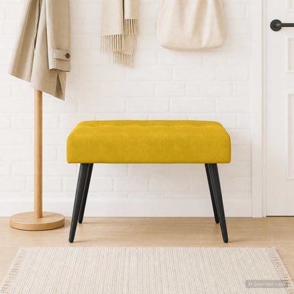 Bänk med knappar Gul 60 x 40 x 45 cm Sammet