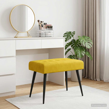 Bänk med knappar Gul 60 x 40 x 45 cm Sammet