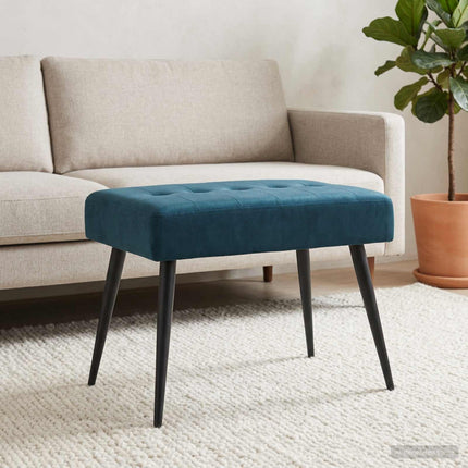 Bänk med knappar Blå 60 x 40 x 45 cm Sammet